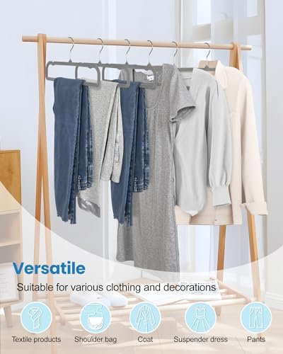 Velvet Hangers Non Slip - 20 Pack Pants Hangers for Grey Felt Hangers