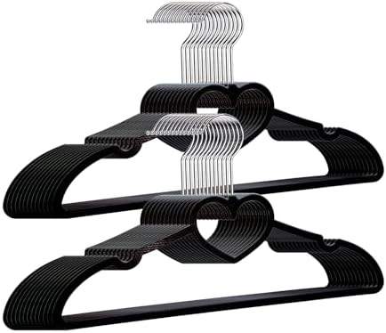 Plastic Hangers 20 Pack, Black Slim Hangers Clothes Hangers Ultra Thin Space Saving- Cute Hangers with 360 Degree Swivel Hook-Strong Adult Hangers for Dress,Shirts, Coat