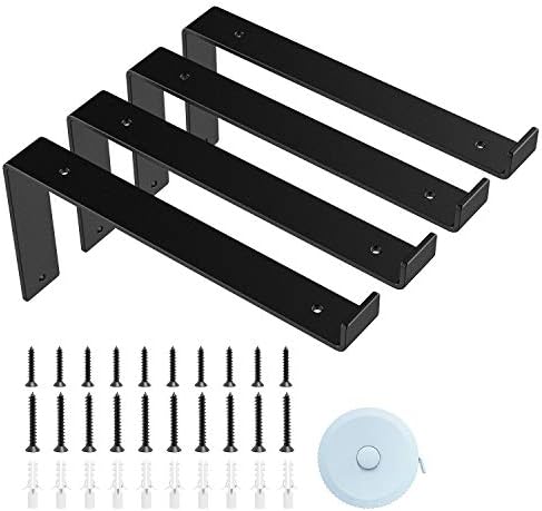 Shelf Brackets 12 Inch Heavy Duty Shelf Brackets Wall Hanging with Screws, 4 Pack Metal Shelf Bracket Decorative Corner 