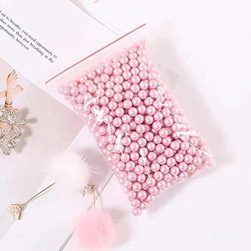 HKS Makeup Brush Holder Vintage Glass Handmade Organizer with Pink Pearls for Nail Brush, Vanity, Bathroom, Dresser, Cou