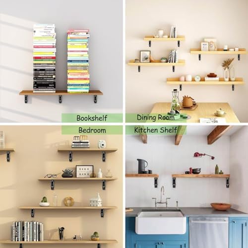 Folding Shelf Brackets, 20 Inch 4 Pcs Heavy Duty Wall Mounted Collapsible Triangle Shelf Bracket for Folding Wall Table,