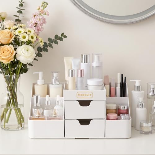 Cologne Organizer for Men with Drawers, Vanity Makeup Storage,White