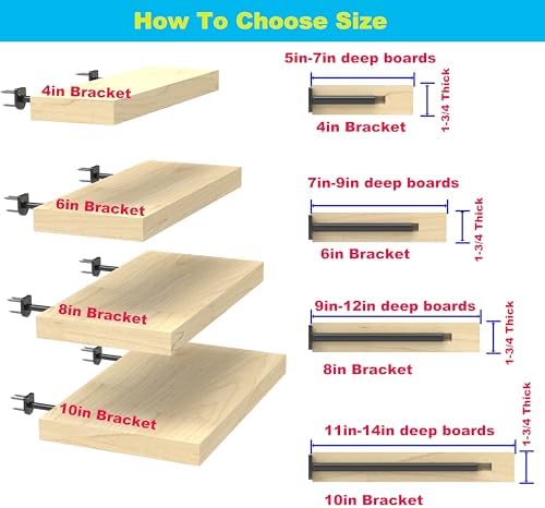 10 in Hidden Floating Shelf Brackets 4 Pack, 1/4" Thick Heavy Duty