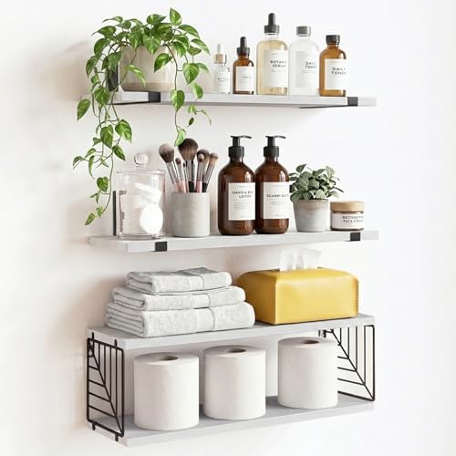 Fixwal 3+1 Tier Bathroom Floating Shelves Over Toilet, White