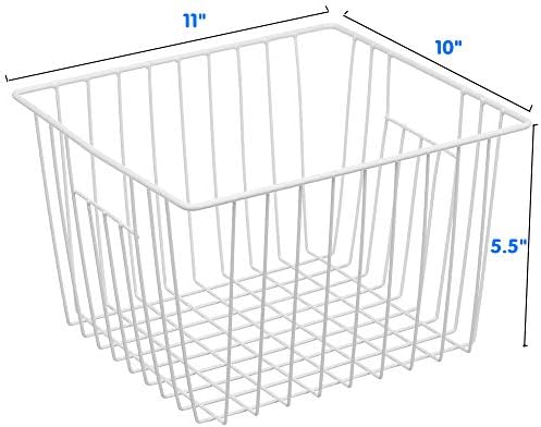 4 Pack Wire Storage Baskets for Organizing, Freezer Organizer Bins, Pantry Organization Bins Cabinets - Metal Basket Kit