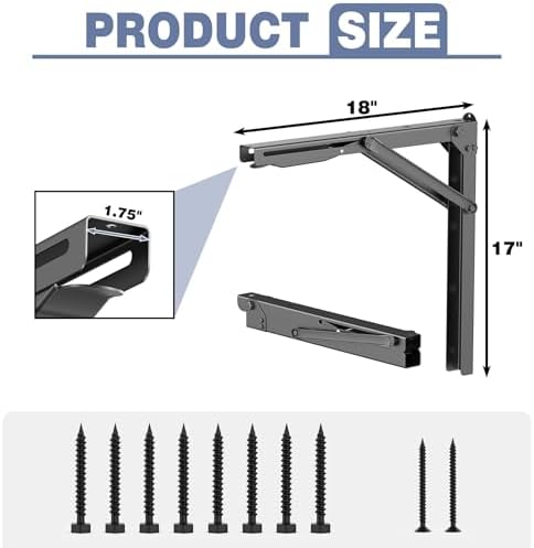 WALMANN 18" Folding Shelf Brackets, Wall-Mounted Collapsible Brackets