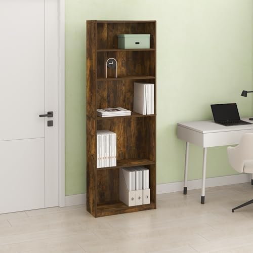 Frei Bookcases, Bookshelf, 71 Inch Tall 5 Tier Display Bookcase, with Adjustable Shelves, for Home Office, Living Room, 