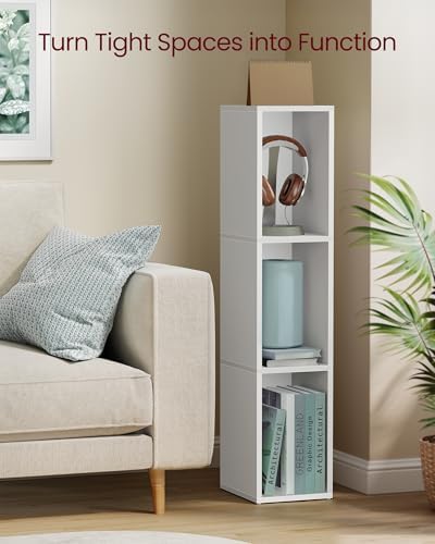 VASAGLE Bookshelf, 3-Tier Bookcase, 7.9 x 9.4 x 37.3 Inches