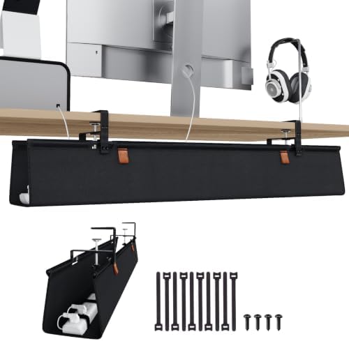 KEEGH Under Desk Cable Management Tray, 40 inch No Drill Cord Organizer