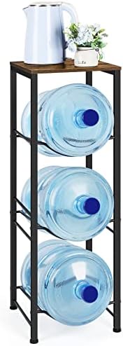 5 Gallon Water Jug Holder 3-Tiers Water Dispenser Stand Rack, Water Bottle Organizer with Storage Shelves for Kitchen Li