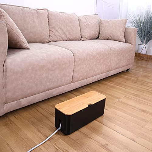 Changsuo Cable Management Box Small White Cable Organizer Box for Extension Cord Power Stripe Surge Protector Wire Manag