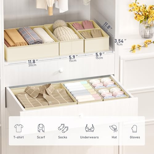 DIMJ Drawer Organizer Clothes - 30 Pack Baby Dresser Organizer for Nursery Closet Organization, Fabric Drawer Organizer Bins for Underwears Socks Bras, Foldable Storage Dividers for Bedroom