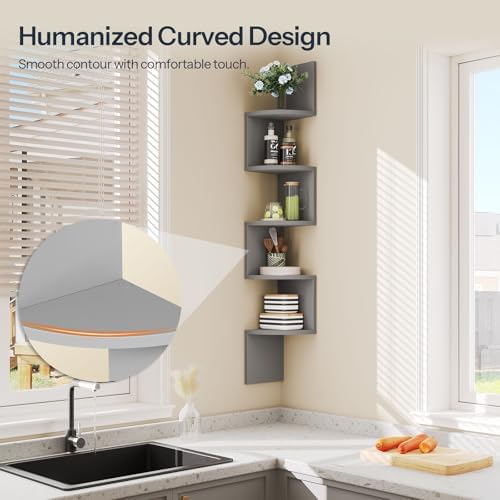 HOOBRO Corner Shelf Wall-Mounted, Set of 2 Floating Corner Shelves for Wall