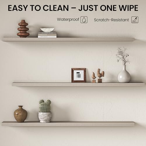 Fun Memories Floating Shelves for Wall 67 Inch, Set of 2 – Wall-Mounted Storage & Display Shelf with Invisible Bracket, 
