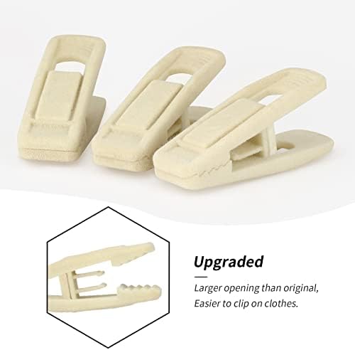 Tinfol Velvet Hangers Clips, 80 Pack Pants Velvet Clips, Beige Strong Finger Flocked Clips, Clothes Hanger Clip, Perfect for Use with Slim-line Clothes Velvet Hanger