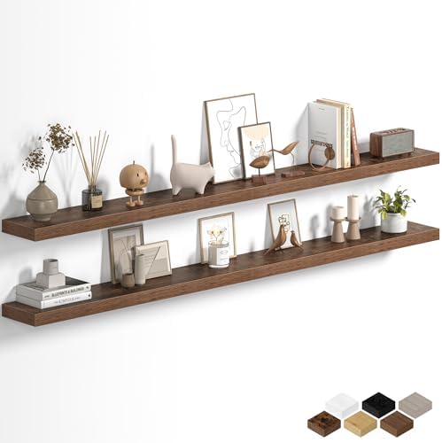 Fun Memories Floating Shelves for Wall 67 Inch, Set of 2 – Wall-Mounted Storage & Display Shelf with Invisible Bracket, 