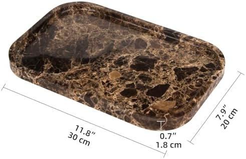 Marble Bathroom Vanity Decorative Tray, Dark Brown, 12 * 8 * 0.8