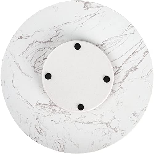 DEAYOU Marble Lazy Susan, Natural Marble Round Tray Turntable Cake Stand, 12" Lazy Susan Cheese Board with Silent Rotati