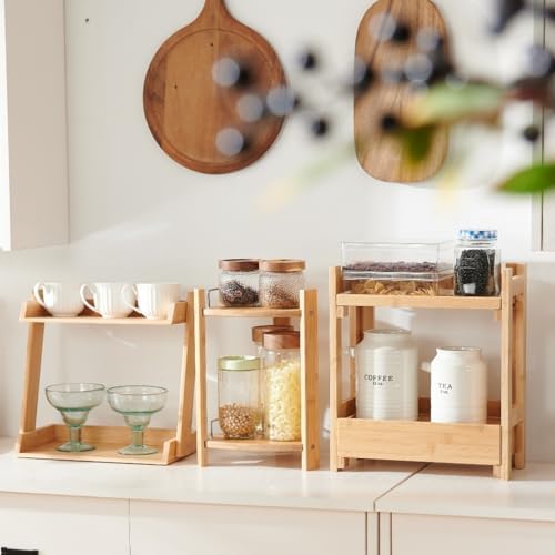 GOBAM Bamboo Makeup & Countertop Organizer, Small - 2 Layer Cosmetics, Lipsticks, Jewelry, Brushes, Hair Accessories & P