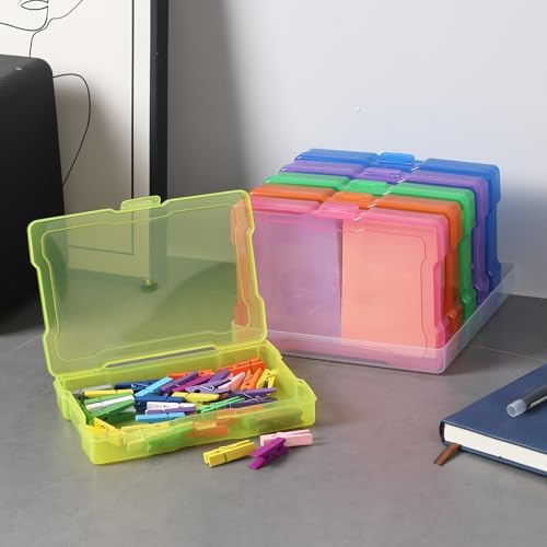novelinks 6 Pcs 4"x6" Plastic Photo Storage Boxes with Tray (Color 2Pack)