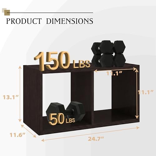 WannabeMyself【2026 Wooden Thick Frame】 2 Cube Storage Organizer with Anti-Tipping Kits, Reversible Open Back Book Shelf,