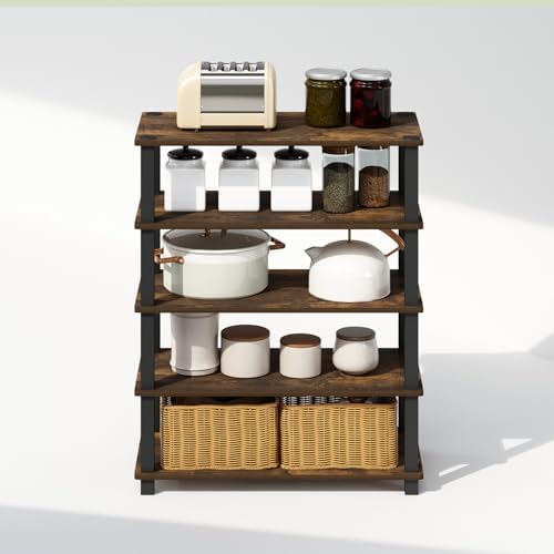 Furinno Turn-S-Tube Storage Shelves Set of 2, 3-Tier Stackable Standing Shelf, Open Corner Shelf, for Organization and S