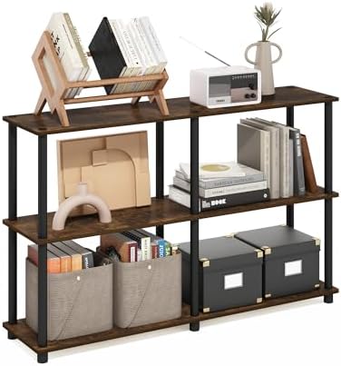 Furinno Turn-N-Tube Toolless Assembly Storage Shelves, 3-Tier 47.4 Inch Book Shelf, Corner Shelf, for Organization and S