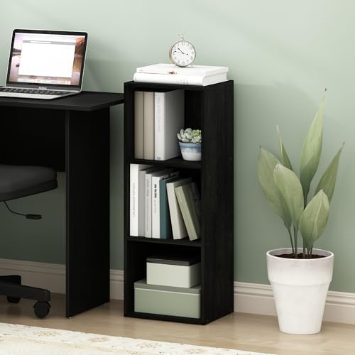 Furinno PASIR Book Shelf, 3-Tier Open Shelves Bookshelf, Bookcase, 9 x 12 x 32, for Living Room, Bedroom, Home Office, D