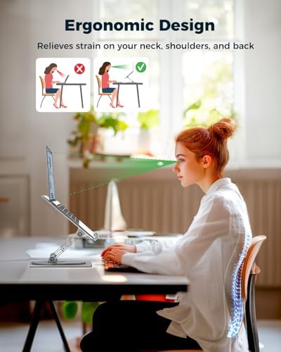 Aoviho 360° Rotating Laptop Stand for Desk | Adjustable, Foldable, Portable Aluminum Ergonomic Riser | Compatible with M
