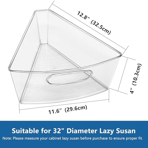 JOWBOOW Lazy Susan Organizer Bins for 32"-33" Diameter Corner Cabinet Lazy Susan, 6 Pack, Clear Plastic Cabinet and Pant