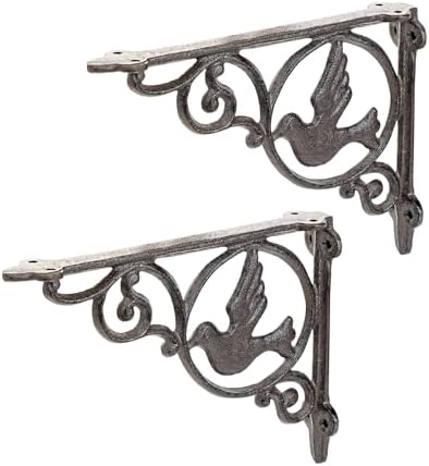 Sungmor 9.2 Inch Cast Iron Brackets for Shelves - 2 Pack Rustic Brown