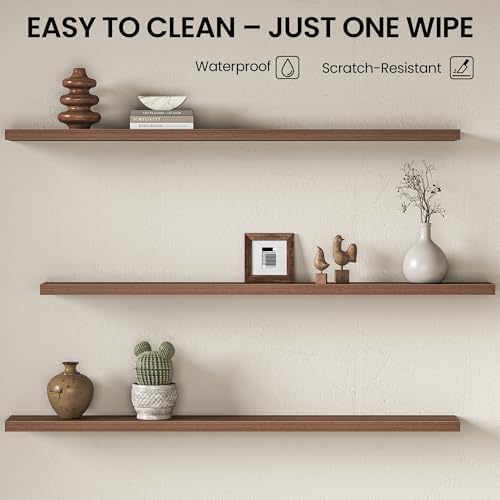 Fun Memories Floating Shelves for Wall 67 Inch, Set of 2 – Wall-Mounted Storage & Display Shelf with Invisible Bracket, 
