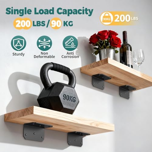 4 Inch Galvanized L Bracket, 90 Degree Corner Brace for Wood, 4"×2"×2" Heavy Duty Angle Bracket for Floating Shelves, Fu