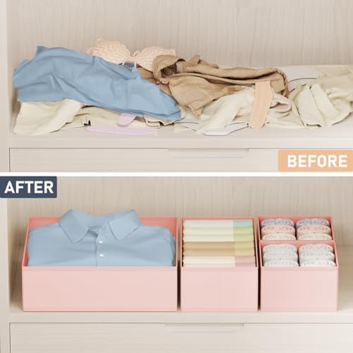 DIMJ Drawer Organizer Clothes Storage - 24 Pack Baby Dresser Organizer for Nursery, Foldable Closet Drawer Organizer Bins for Bedroom Organization, Fabric Storage Dividers for Socks, Underwears, Bras