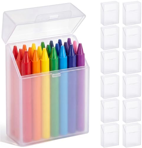 Clabby 12 Pcs Clear Plastic Crayon Boxes Hold 24 Count, Clear