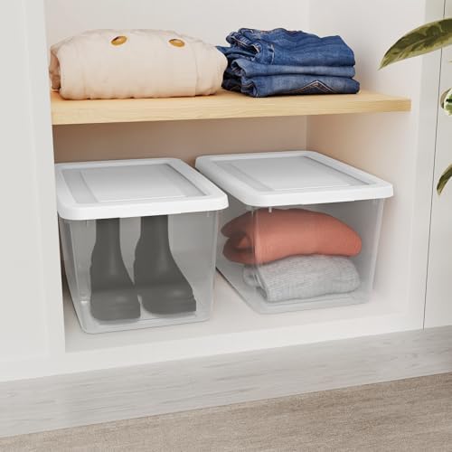 Sterilite Storage Box, Stackable Clear Plastic Bins, 20 Quart, 24-Pack