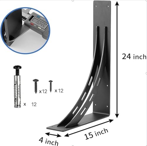 24 inch x 15 inch Heavy Duty Shelf Brackets , Metal Mantel Brackets (Set of 2) Fireplace Mantel Brackets - Countertop Su