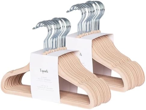3 Sprouts Velvet Baby Hangers, Non Slip Slim, Hazelnut, 30 Pack