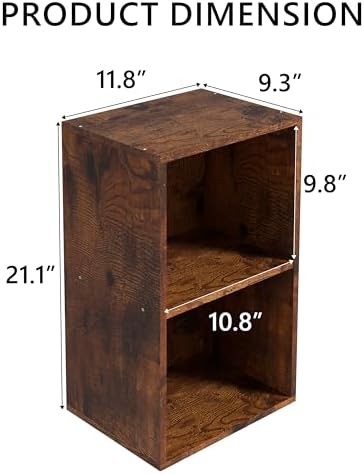 Wooden 2 Cube Storage Organizer, 2 Tier Storage Cubes Storage Display Cubby, Versatile Cubes Shelf and Cubby Organizer f