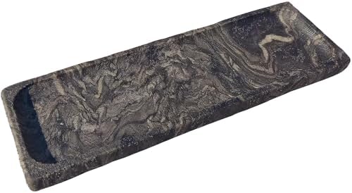Vintage Marble Storage Vanity Tray: 10.6” x 3.5” Rectangular Decorative Tray for Bathroom Kitchen Dresser Desk Jewelry H