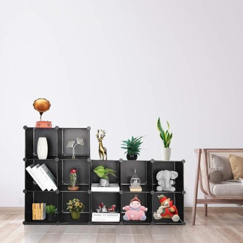 Cube Storage Organizer, DIY Plastic Closet Cabinet Modular Bookcase, Storage Shelves for Bedroom Living Room, Office（12-