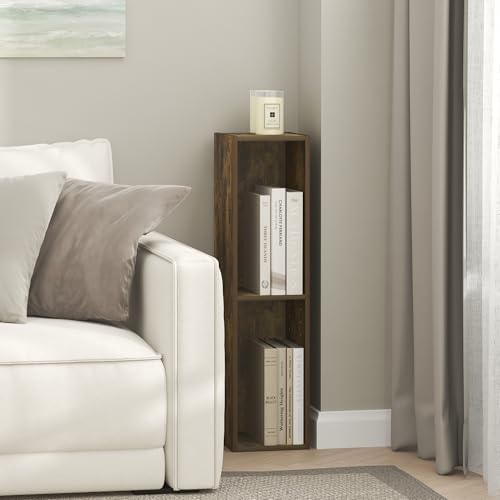 Furinno Fulda Book Shelf, 3-Tier Narrow Bookshelf, Bookcase with 8-in Width Storage Shelf, 9.3 x 7.9 x 31.5, for Living 