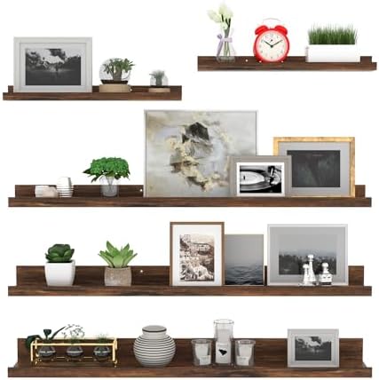 Giftgarden 36 Inch Large Floating Shelves for wall Set of 5, Rustic Wood Wall Shelves for Bathroom, Bedroom, Kitchen, Li