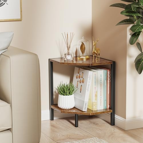 Creso hom Corner Shelf Stand, 2 Tier Industrial Corner Bookshelf