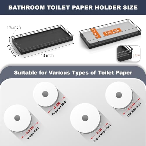 Oak Bathroom Toilet Tank Tray, 13" Wood Toilet Paper Storage Basket Back of Toilet Basket Organizer, Vanity Tray for Per