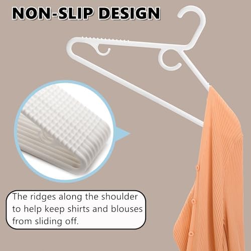 Amber Home 36 Pack Heavy Duty Plastic Hangers, White Plastic Clothes Hanger