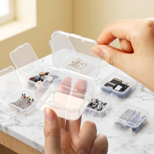 Jetec 6 Pieces Small Clear Plastic Storage Box, 2.1 x 2.1 x 0.8 Inch