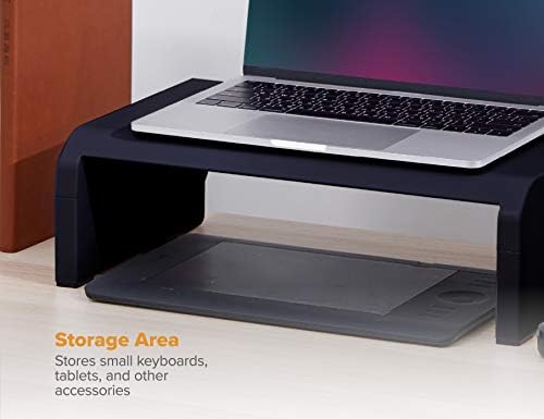 Bostitch Office Konnect Adjustable Monitor Stand Riser, 4 Height Adjustments, Built-In Cable Management, Rubber Feet - B
