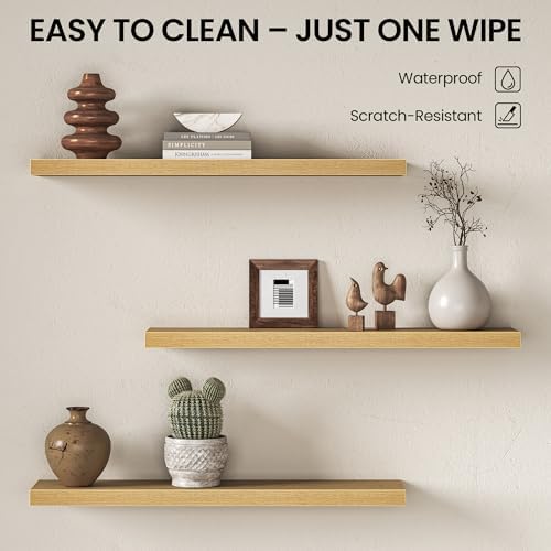 Fun Memories Floating Shelves for Wall 36 Inch, Set of 2 – Wall-Mounted Storage & Display Shelf with Invisible Bracket, 