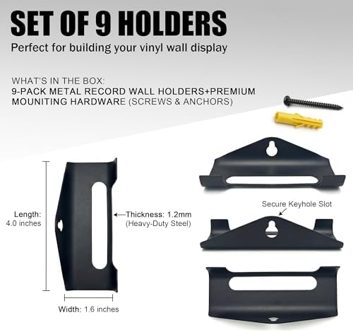 Vinyl Record Wall Mount Shelf, Custom Multi Angle Display, 9 Pcs